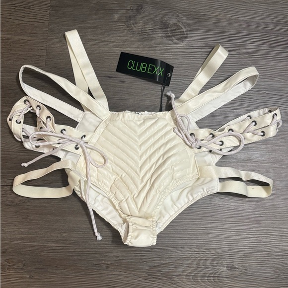 Dolls Kill Pants - *FLAWED* NWT Dolls Kill / Club Exx White Rude Awakening Rave Bottoms